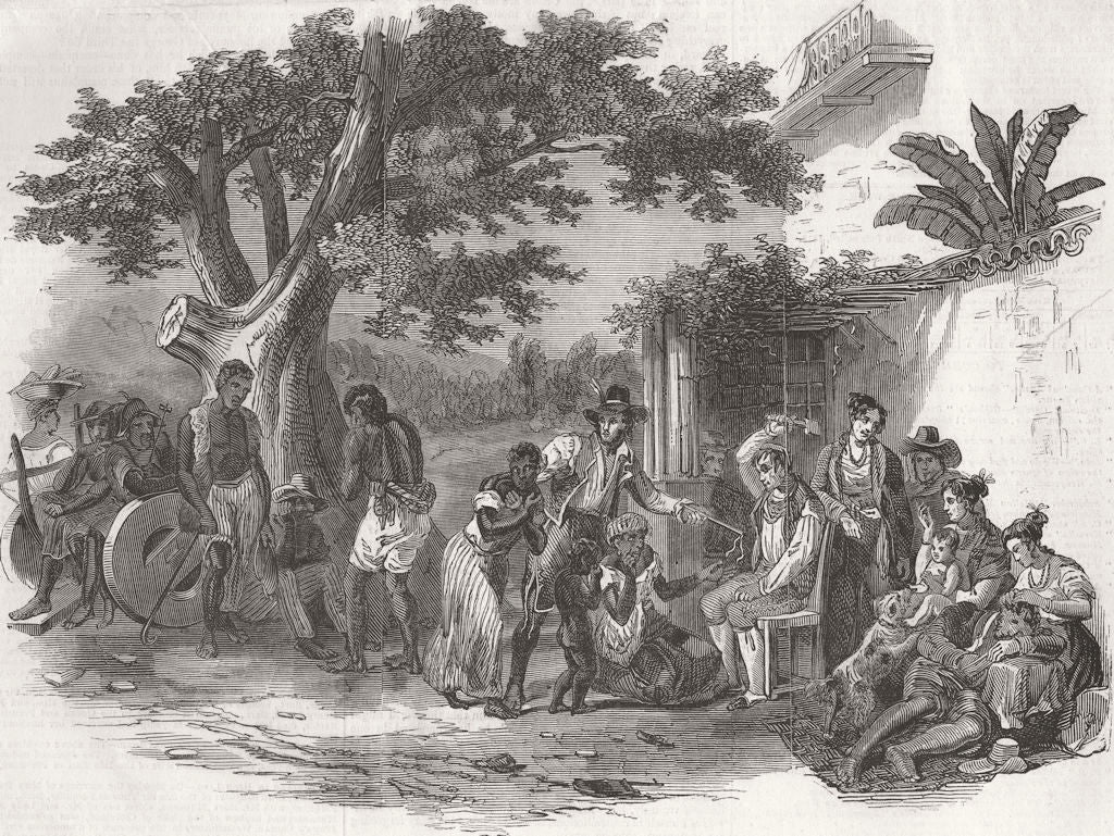 BRAZIL. Punishing Slaves, on a Brazilian Sugar Farm 1845 old antique print